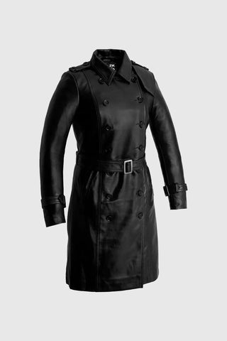 Olivia Women's Double Breasted Leather Coat