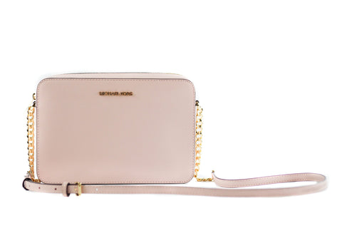 Michael Kors Jet Set Large East West Saffiano Leather Crossbody Bag Handbag (Powder Blush)