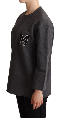Dolce & Gabbana Chic Gray Embroidered Cotton Sweater