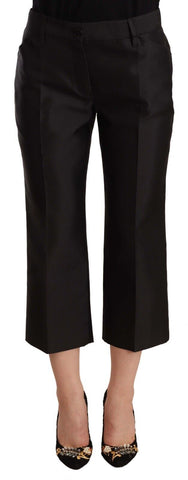 Dolce & Gabbana Chic Silk Cropped Trousers in Timeless Black
