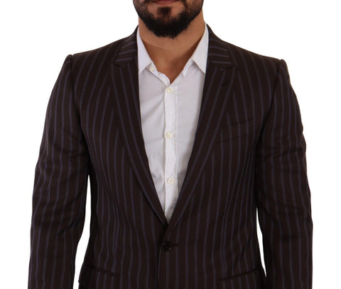 Dolce & Gabbana Elegant Maroon Striped Slim Fit Suit