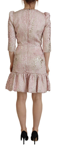 Dolce & Gabbana Elegant Pink Jacquard Midi Sheath Dress