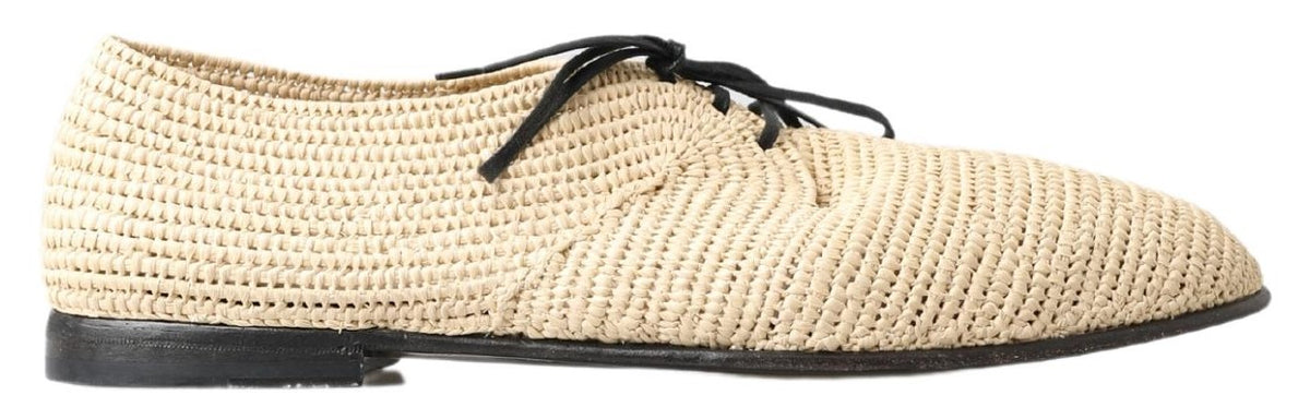 Dolce & Gabbana Chic Beige Derby Lace-Up Casual Men's Shoes