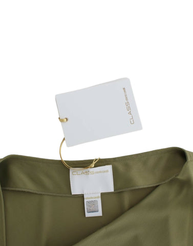 Cavalli Elegant Green Jersey Blouse with Gold Accents
