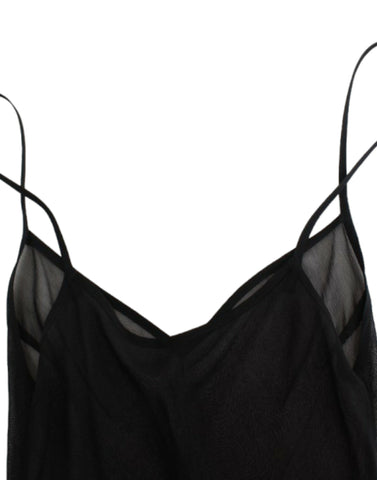 Cavalli Elegant Sheer Black Silk Blouson Dress