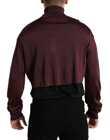 Dolce & Gabbana Maroon Turtleneck Viscose Sweater
