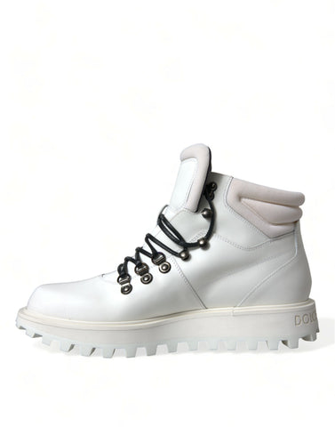 Dolce & Gabbana Elegant White Leather Ankle Boots
