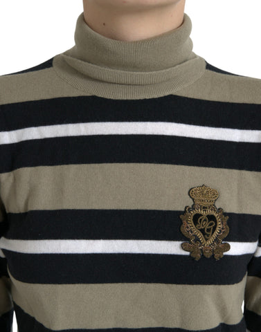 Dolce & Gabbana Elegant Striped Turtleneck Wool Sweater