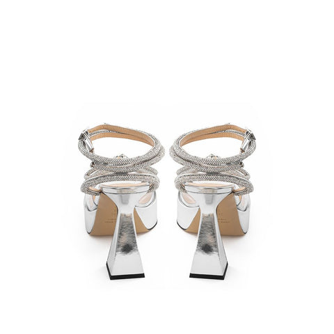 MACH & MACH Elegant Silver Leather Platforms