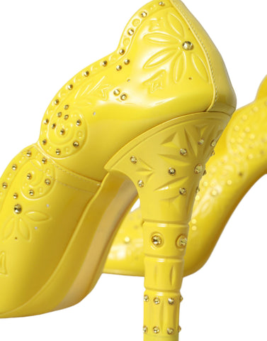 Dolce & Gabbana Yellow Crystal CINDERELLA Heels Pumps Shoes