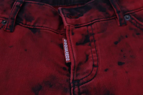 Dsquared² Red Low Waist Cotton Stretch Skinny Pants