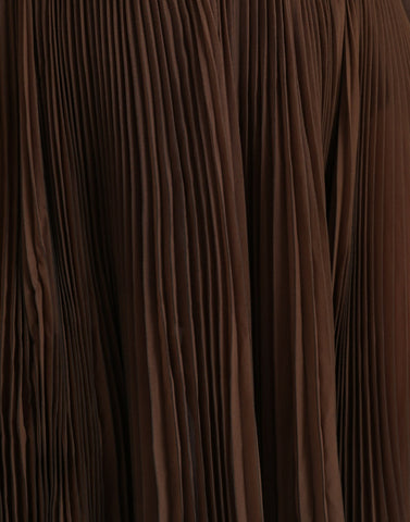 Dolce & Gabbana Brown Polyester Pleated High Waist Midi Skirt