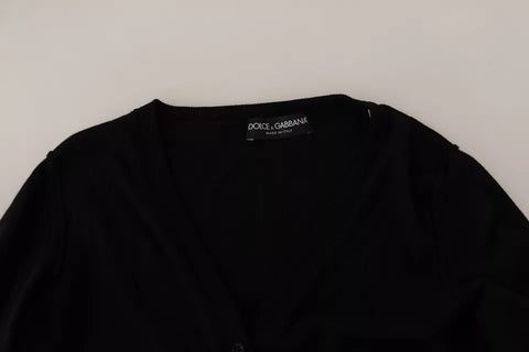 Dolce & Gabbana Black Wool Knit Button Down Cardigan Sweater