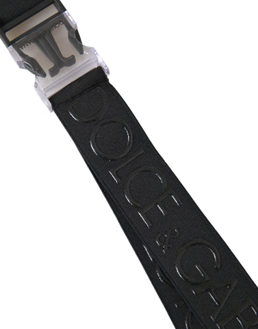 Dolce & Gabbana Black Polyester Stretch Logo Print Bag Shoulder Strap