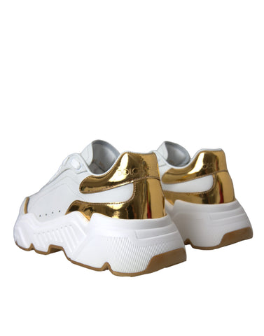 Dolce & Gabbana White Gold Low Top Daymaster Sneakers Women Shoes