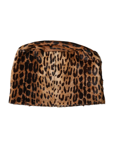 Dolce & Gabbana Brown Leopard Fur Women Bucket Hat