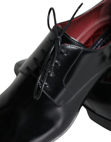 Dolce & Gabbana Black Calfskin Leather Derby Dress Men Shoes