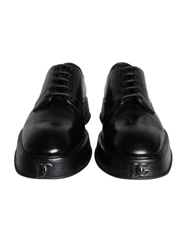 Dolce & Gabbana Black Calf Leather Derby Formal Dress Shoes