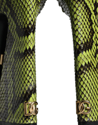 Dolce & Gabbana Green Exotic Leather Ankle Strap Heels Sandals Shoes