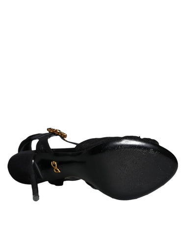 Dolce & Gabbana Black KEIRA Heels Ankle Strap Sandals Shoes