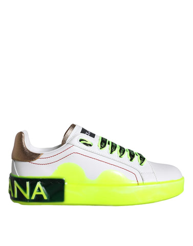 Dolce & Gabbana White Leather Portofino Low Top Sneakers Shoes