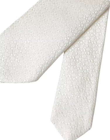 Dolce & Gabbana White 100% Silk Adjustable Necktie Men Tie