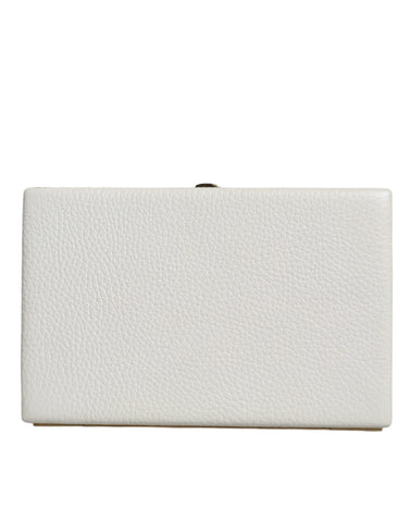 Dolce & Gabbana White Leather Gold Frame Clutch Evening Party Purse Bag