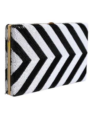 Dolce & Gabbana Black White Gold Frame Clutch Evening Party Purse Bag