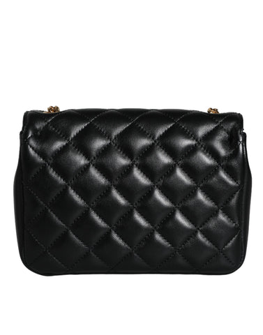 Versace Black Quilted Lambskin Leather Crossbody Shoulder Bag