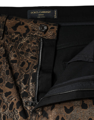 Dolce & Gabbana Brown Leopard Cotton Skinny Denim Jeans