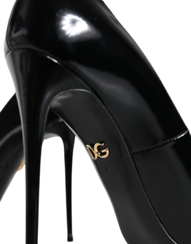 Dolce & Gabbana Black Patent Leather KATE Heels Pumps Shoes