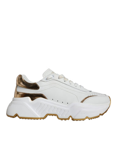 Dolce & Gabbana White Gold DAYMASTER Leather Sneakers Shoes