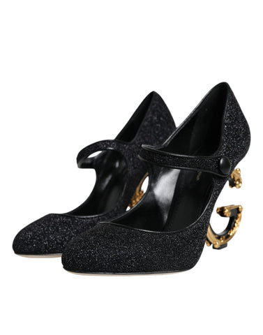 Dolce & Gabbana Black Suede Mary Jane Heel Sandals Shoes