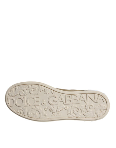 Dolce & Gabbana Gold Portofino Calf Leather Sneakers Shoes