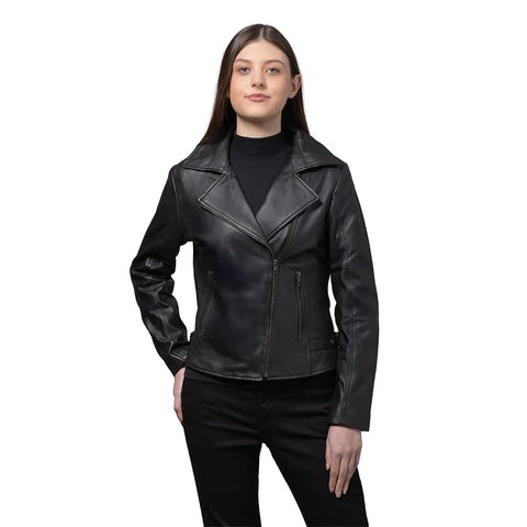 Jolene Women's Asymmetrical Zipper Leather Jacket
