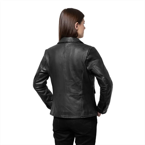Darlene Women's Casual Cover Snap Leather Jacket