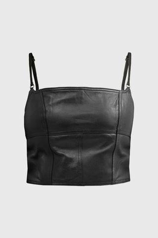 Mely Fashion Leather Crop Top