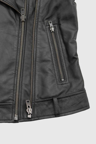 Chloe womens Fashion Leather Jacket Black
