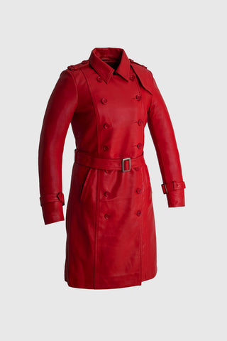 Olivia Women's Double Breasted Leather Coat