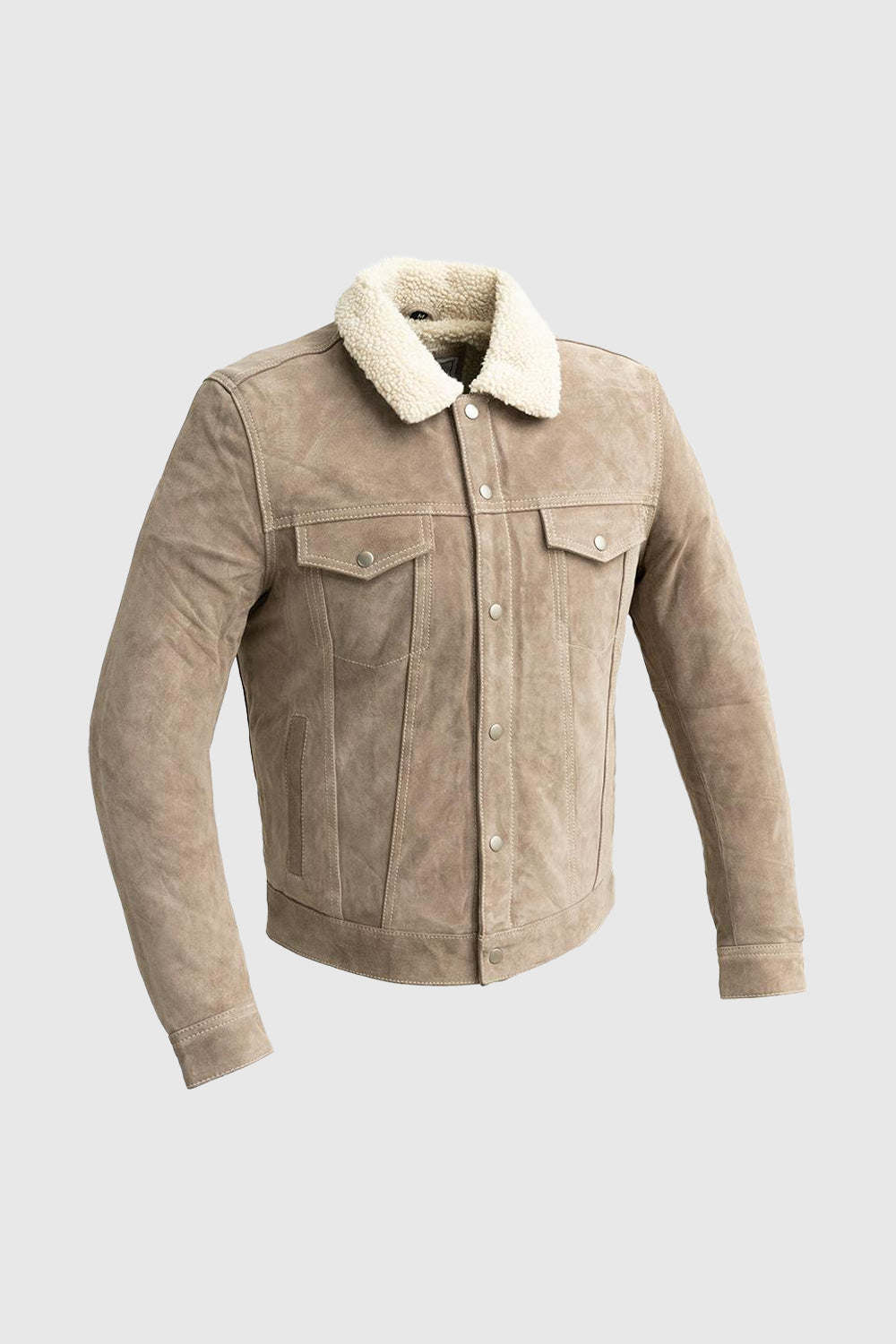 Luke Mens Faux Shearling Cow Suede Jacket