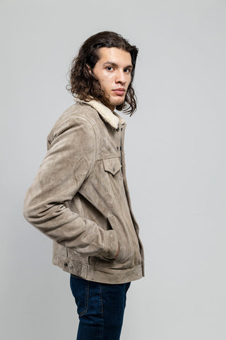 Luke Mens Faux Shearling Cow Suede Jacket