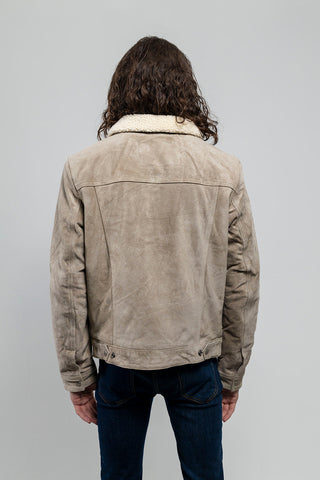 Luke Mens Faux Shearling Cow Suede Jacket