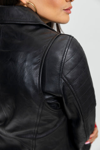 Princess Womens Moto Leather Jacket Black
