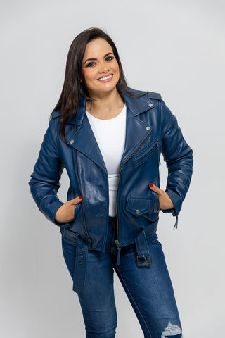 Rockstar - Womens Leather Jacket - Blue