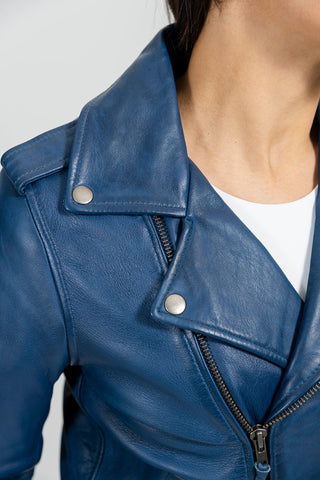 Rockstar - Womens Leather Jacket - Blue
