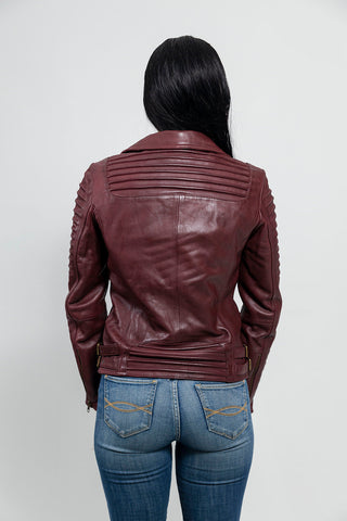 Queens Womens Leather Jacket Oxblood