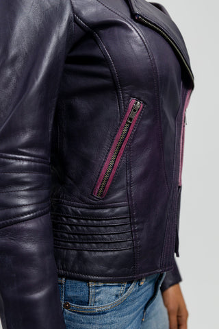 Trish Womens Leather Jacket (Violet)
