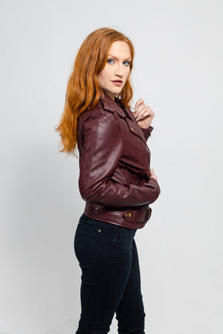 Rebel Womens Leather Jacket Oxblood