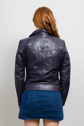 Chloe Womens Fashion Leather Jacket Violet