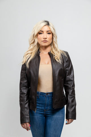 Beverly Women's Vegan Faux Leather/Perforated Jacket